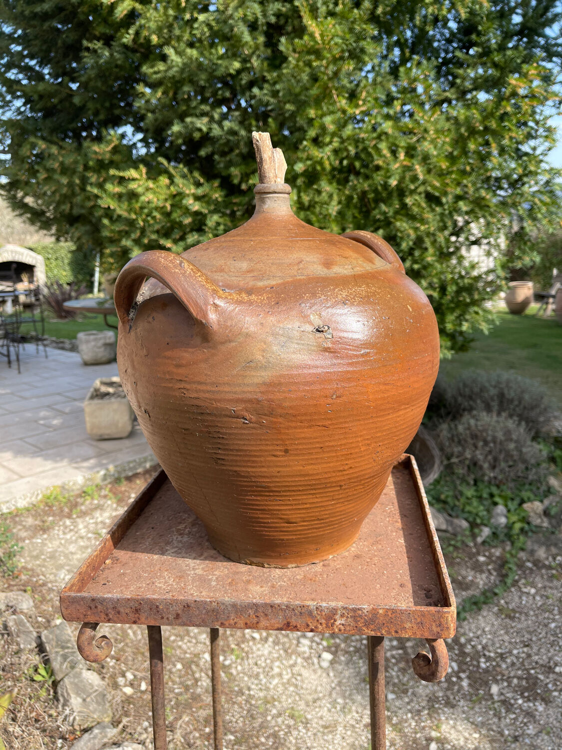 Ancient terracotta pottery jar
