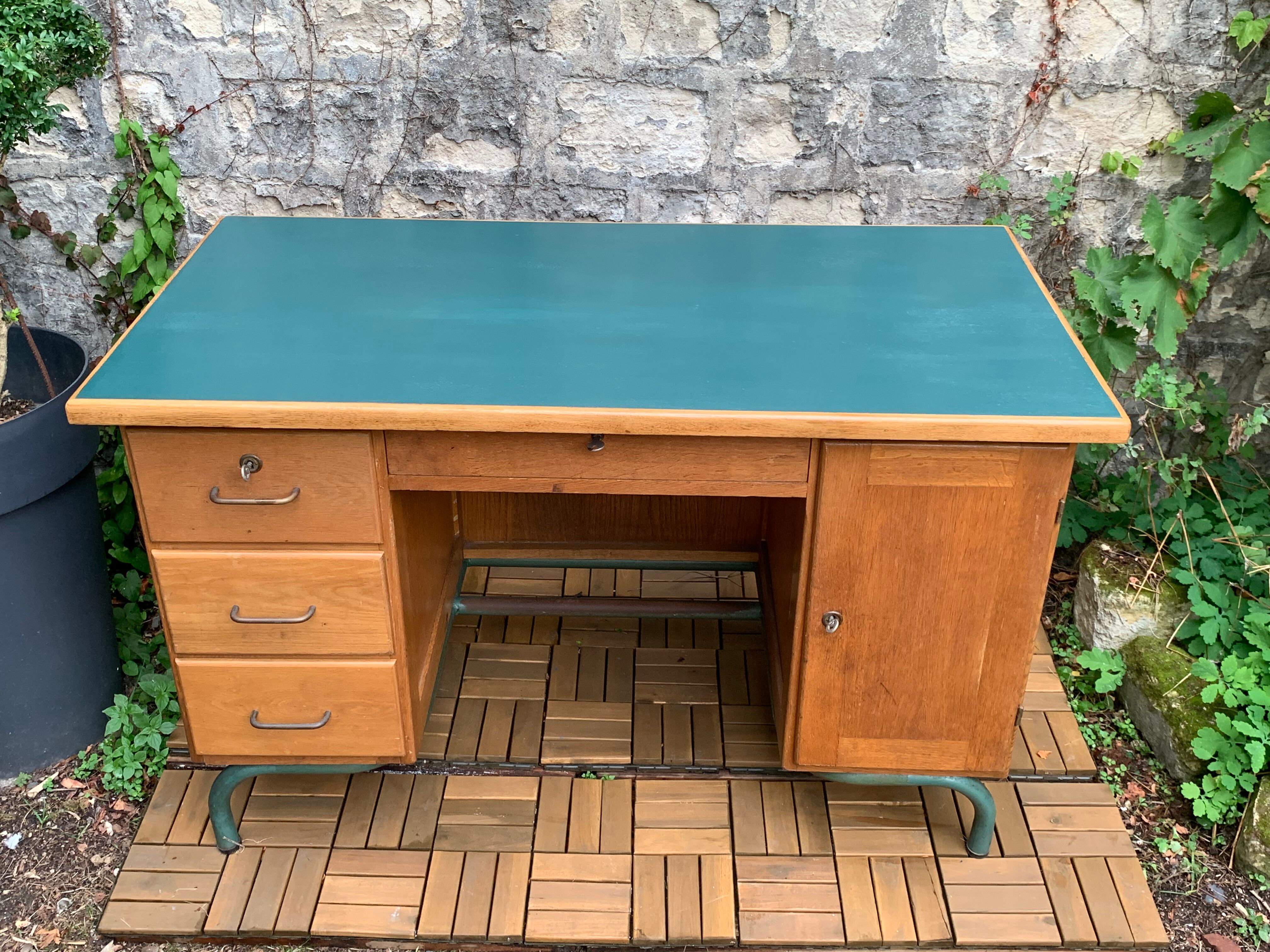 1950s schoolmaster's desk in solid oak