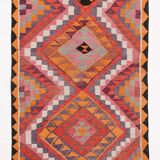 3x12 Pink Orange Vintage Kilim Runner Rug 105x377Cm SK 34621