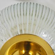 Large striped glass ceiling lamp in brass, Limburg, Germany, 1970s.