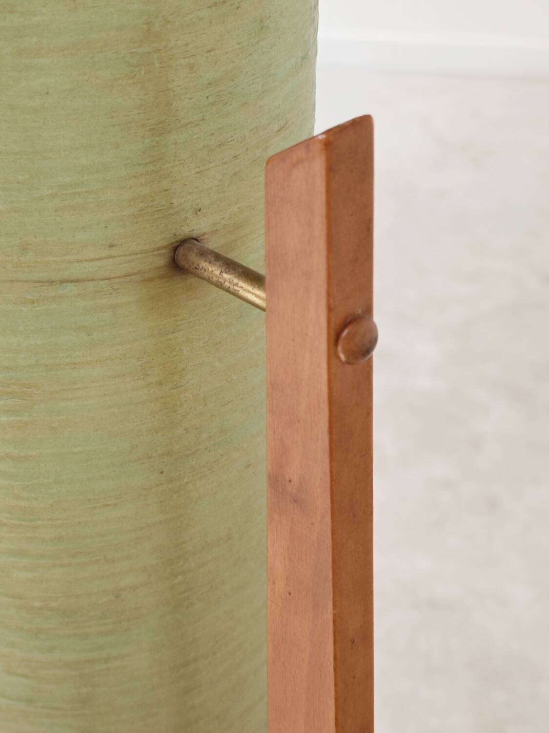 Rocket green floor lamp by Novoplast fiber and wood 1960