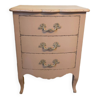 Commode de style Louis XV rose 3 tiroirs