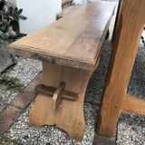 Farm table and two solid oak benches