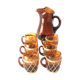 Amber glass and rattan service