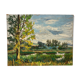 Oil on panel vintage green landscape