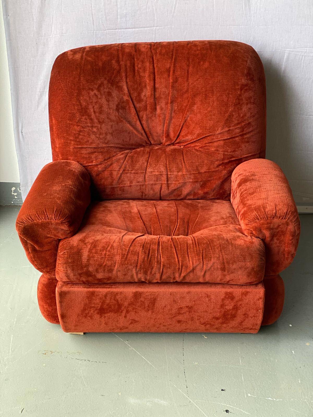 Vintage burgundy red velvet armchair
