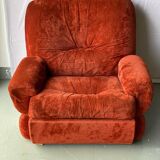 Vintage burgundy red velvet armchair