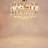 Large ceiling chandelier in gilded brass and glass Palazzo J.T. Kalmar, 1950s