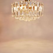 Large ceiling chandelier in gilded brass and glass Palazzo J.T. Kalmar, 1950s