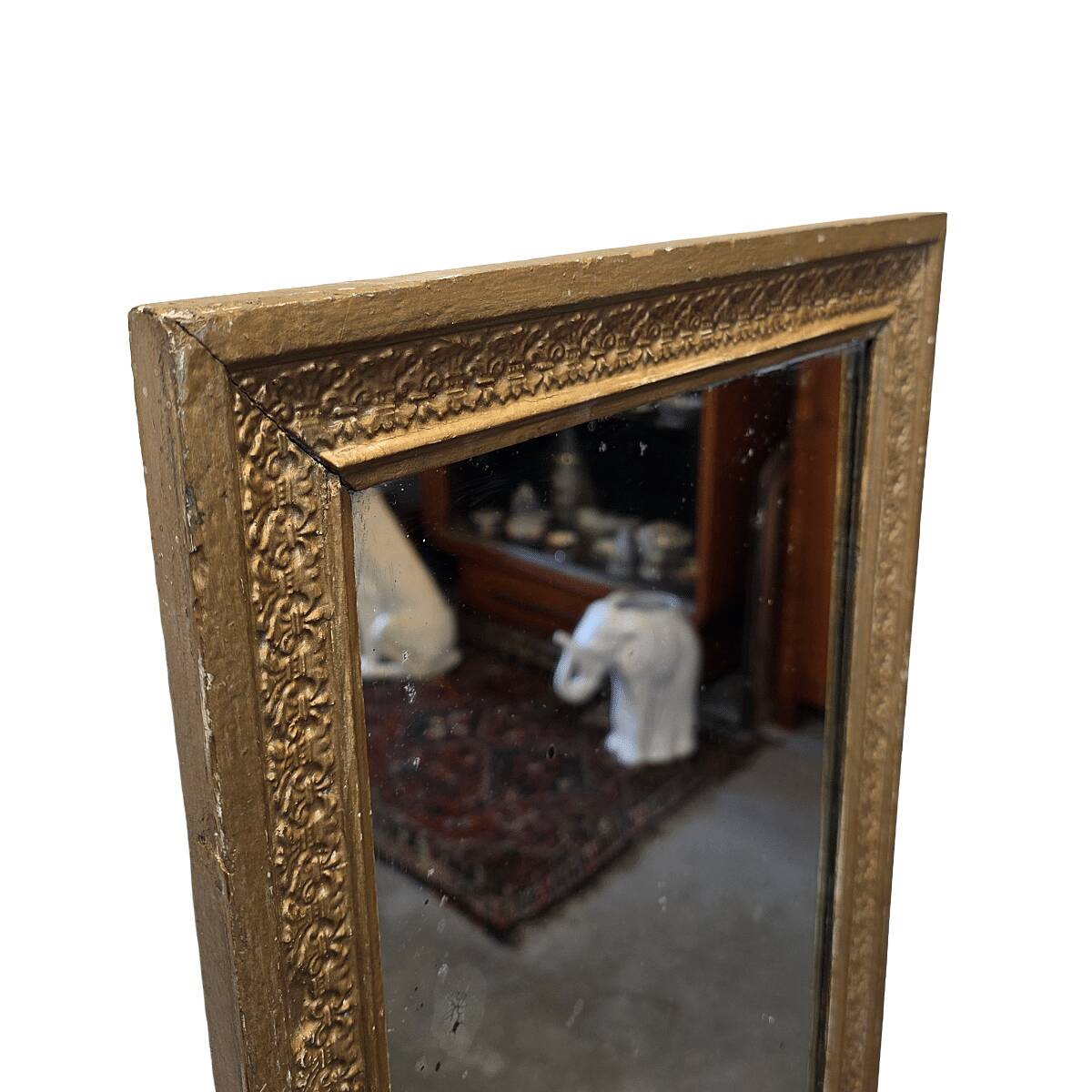 Miroir français ancien avec cadre doré, datant d'environ 1900