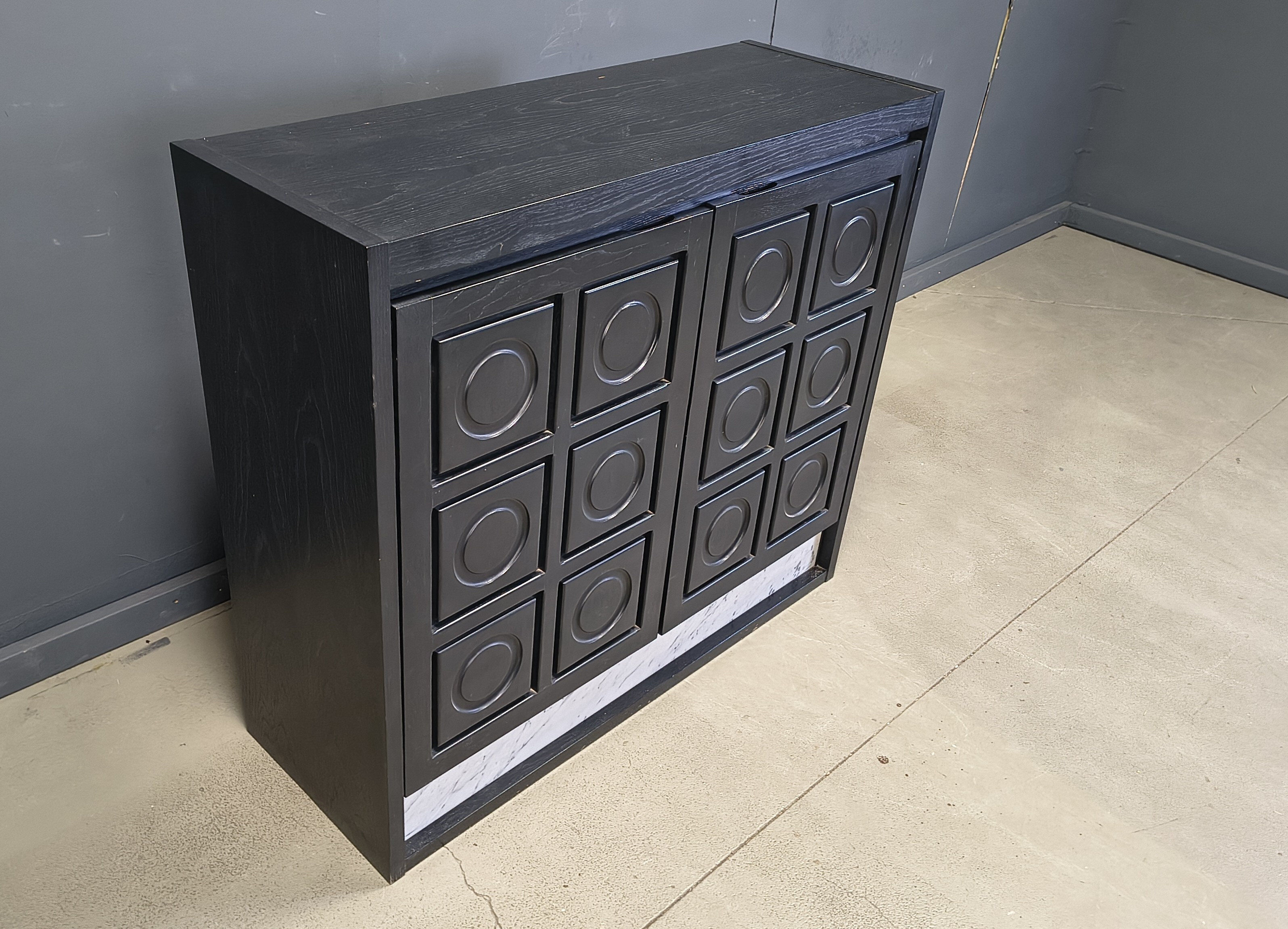 Black brutalist bar cabinet, 1970s