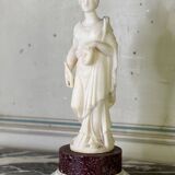 Alabaster sculpture, lady with a mask in the antique style, 19th century
