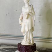 Alabaster sculpture, lady with a mask in the antique style, 19th century