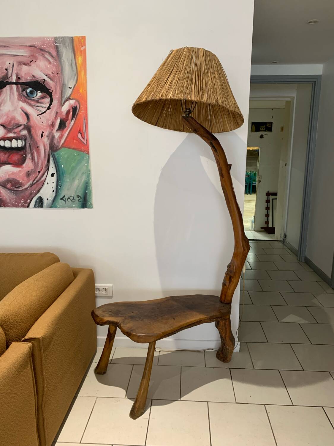 Liseuse Bois Vintage Corde Vallauris circa 1960