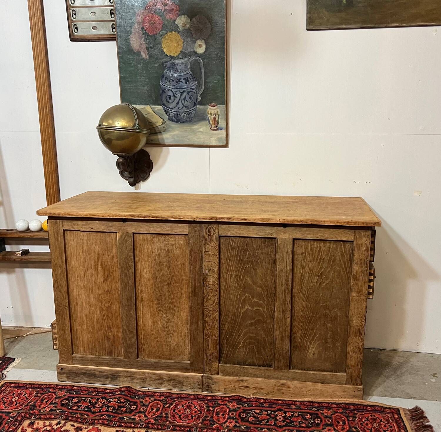 Ancien meuble de droguerie en chêne