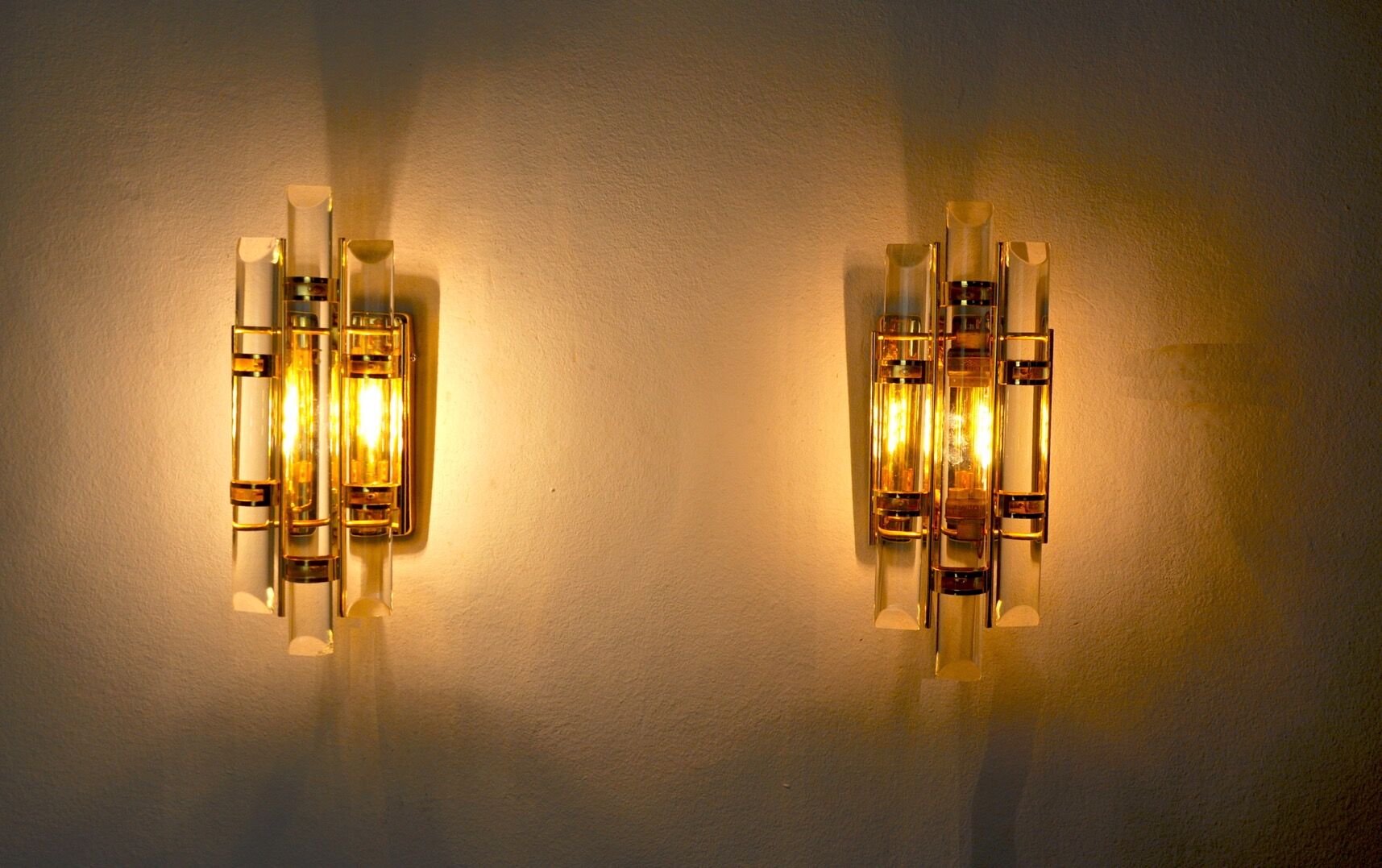 Pair of venini wall lamps Murano glass Italy 1970