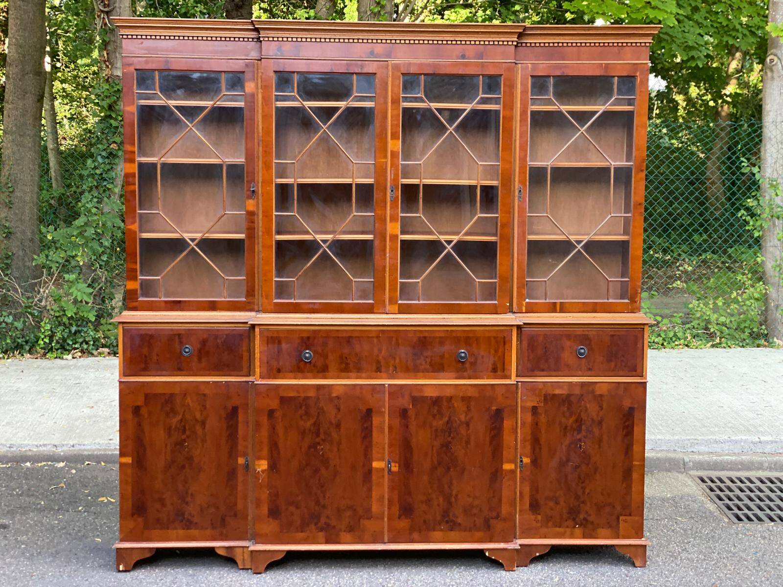 Grand Meuble Bibliothèque / Secrétaire d'Angleterre Style Regency — Bois No
