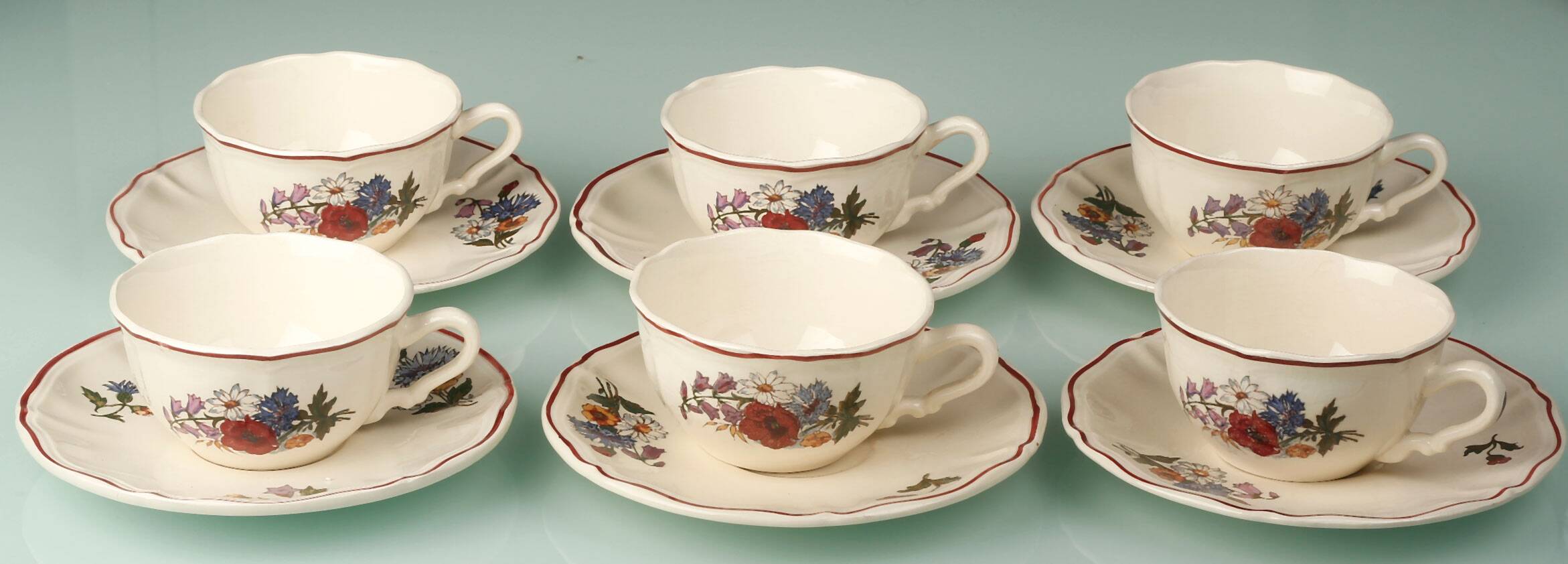 Coffee service in Sarreguemines earthenware, Agreste model.