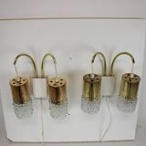1970s Pair of Two Wall Lamps with Glass Shades, Germany