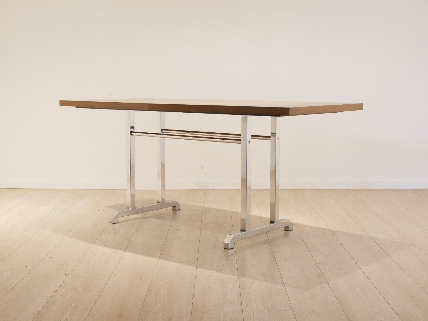 Desk 1970 in teak wood & structure chrome