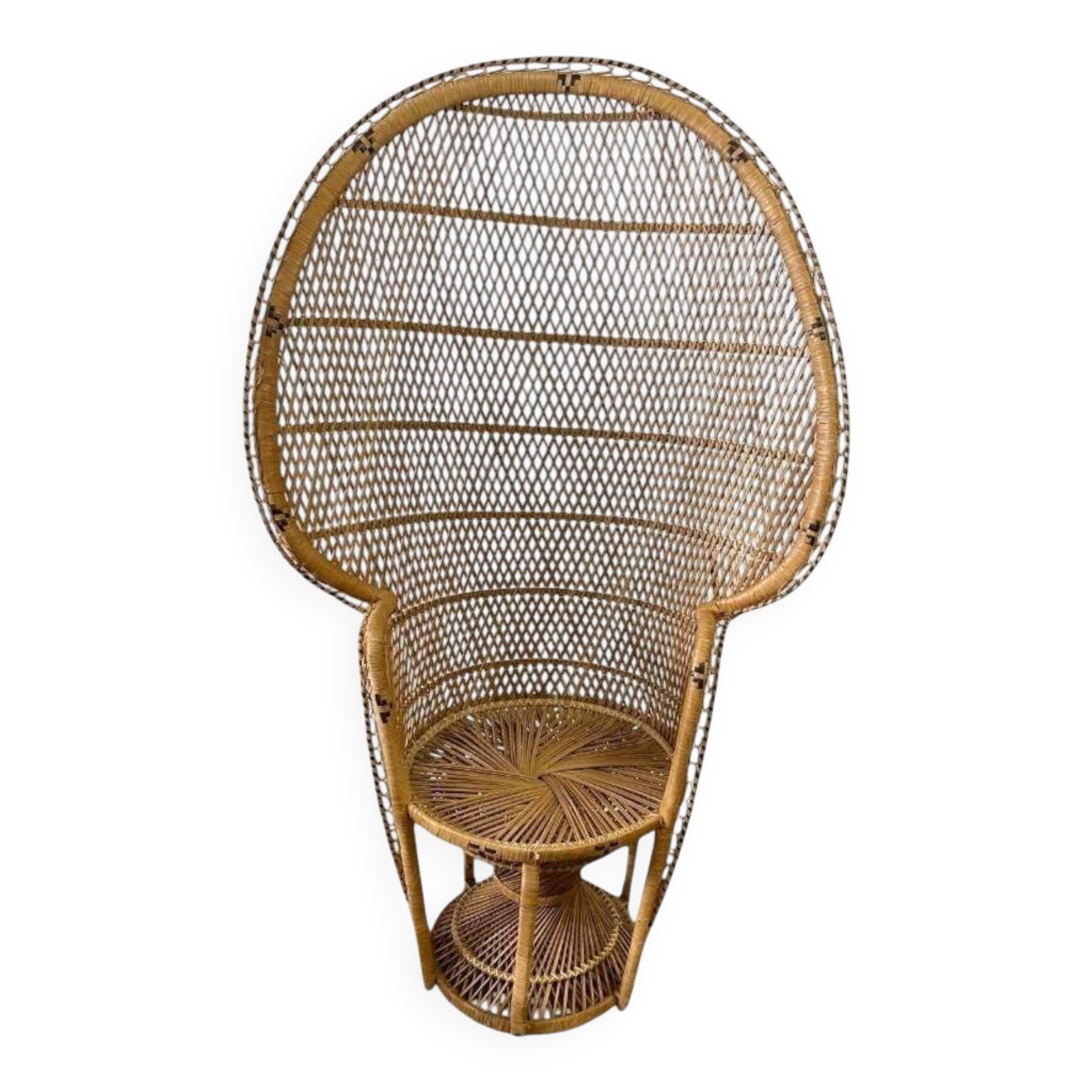 Emmanuelle Vintage Wicker Peacock Lounge Chair