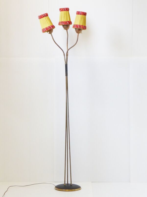 Lampadaire années 50 triple à flexible en laiton années 50 vintage rockabilly floor lamp