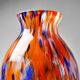 Small antique art deco cobalt orange speckled glass paste vase