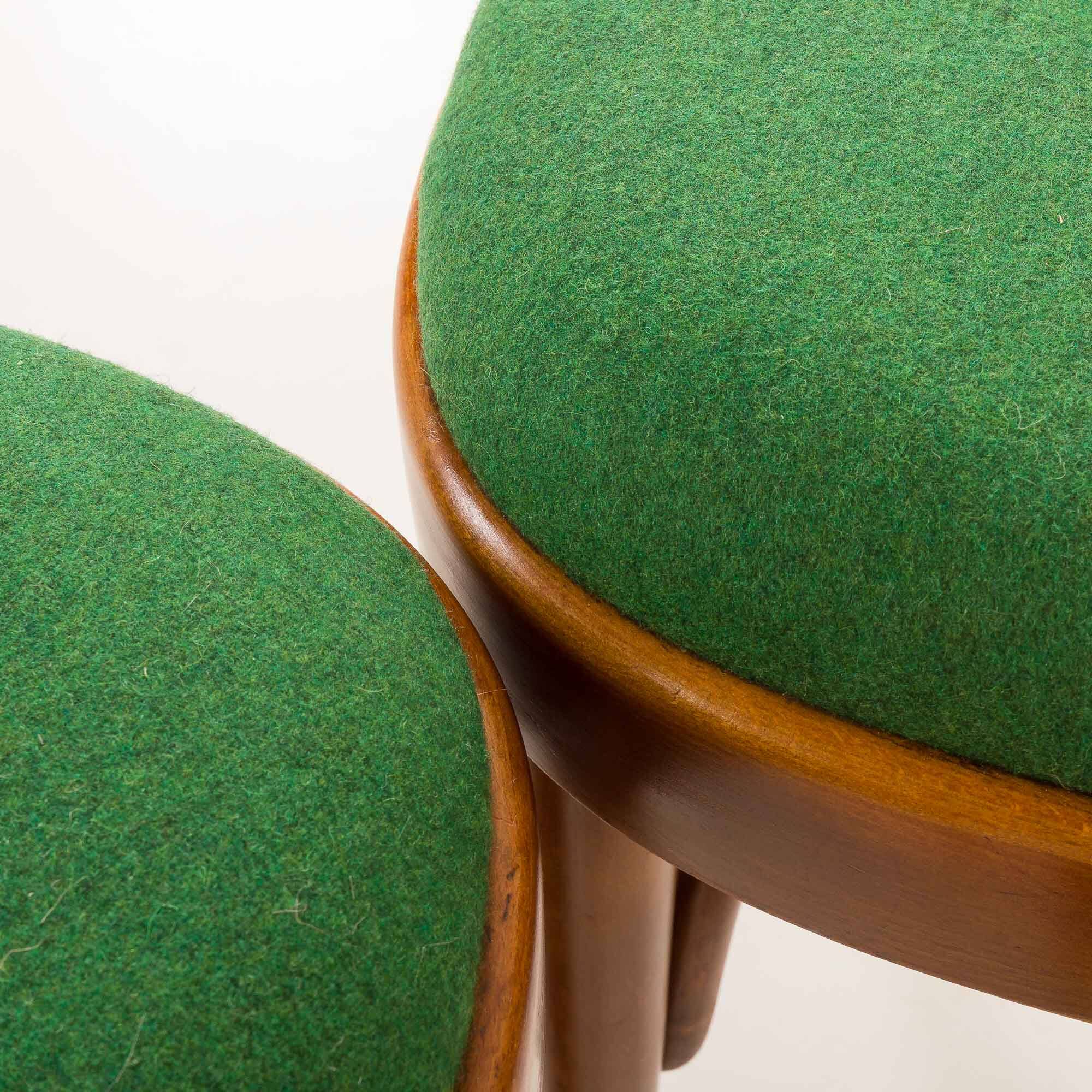 Italian mid-century chairs in walnut and wool