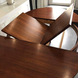 Table ronde extensible scandinave années 1970