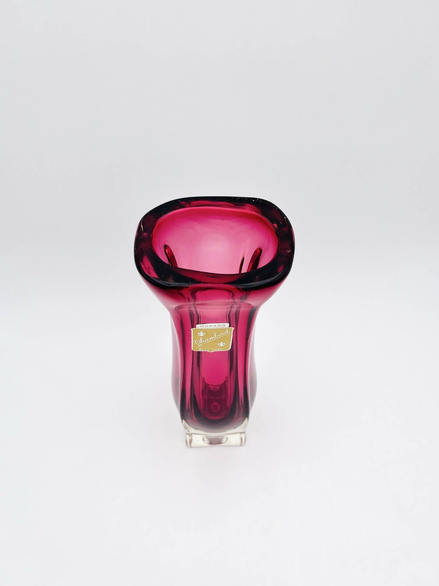 Murano Vase Fratelli Toso Chambord Sommerso Red Labelled 35cm