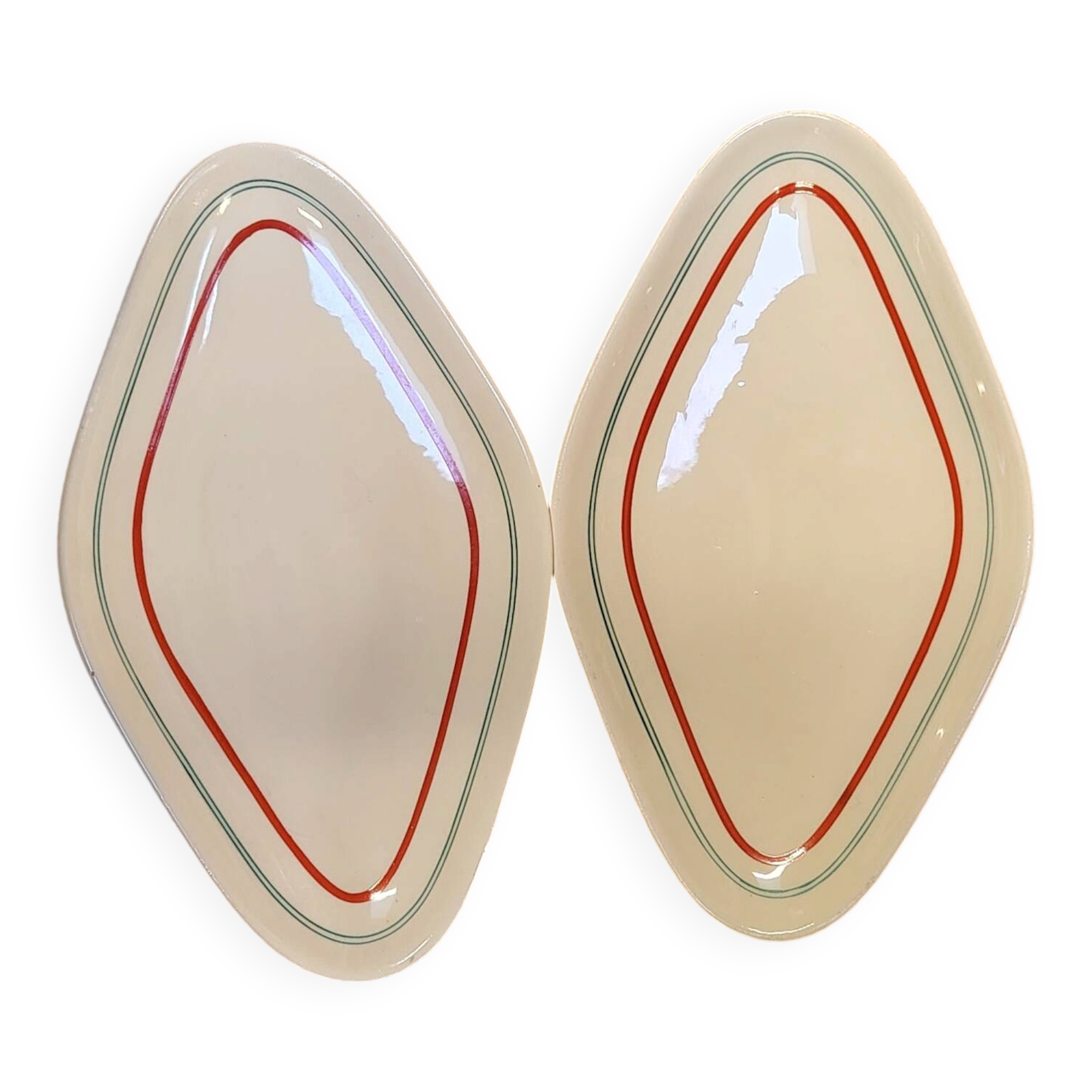 Set of 2 diamond-shaped serving dishes Moulin des Loups model Stanislas