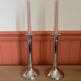 Silver metal candle holders