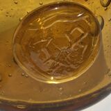 Amber bubbled glass jar La Rochère