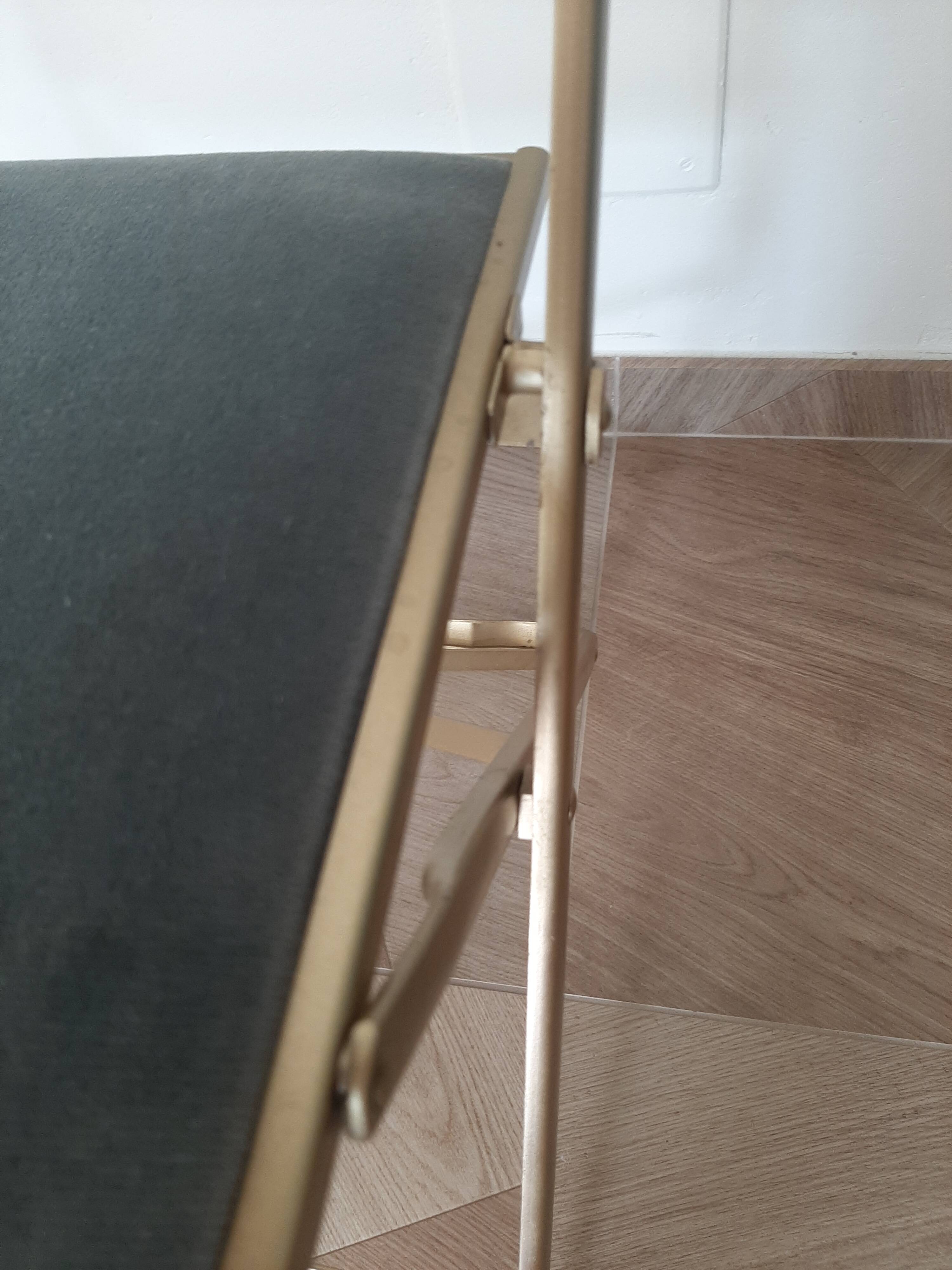 Lot de 4 chaises  pliantes - dossier et assise vert d'eau - structure métal doré -Chaisor