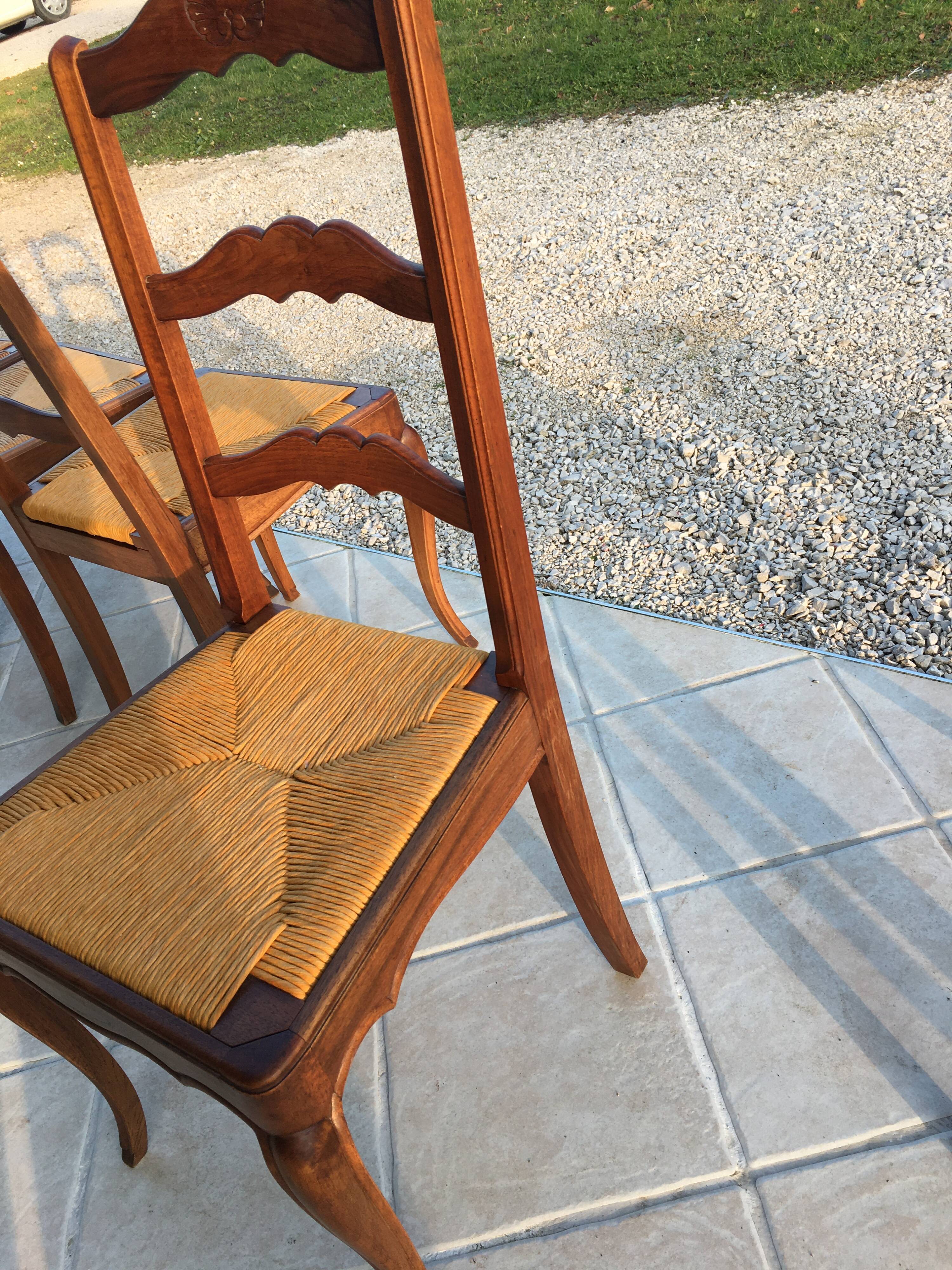 Suite of 6 Louis XV-style mulched chairs