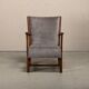 Fritz Hansen Armchair in stained beech wood and warm Grey Mohair, 1940s