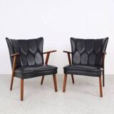 Danish teak and skai armchairs, Erhardsen & Andersen 1960s