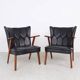 Danish teak and skai armchairs, Erhardsen & Andersen 1960s