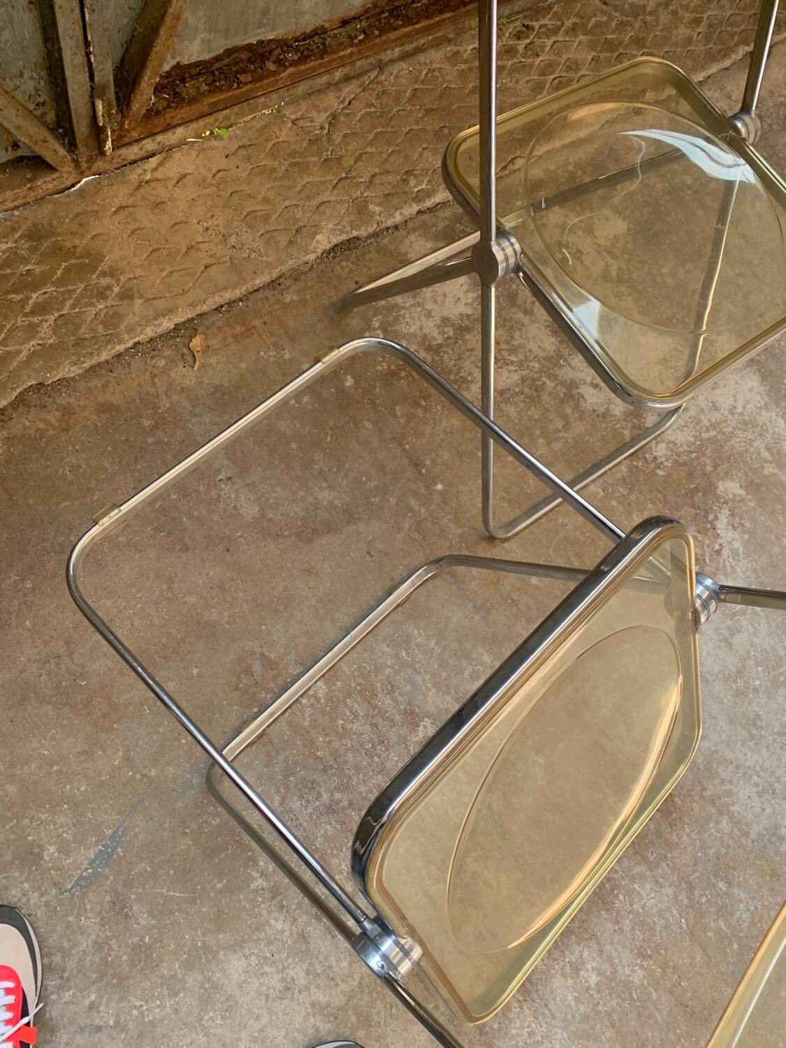 Paire Chaises Plia Jaune Giancarlo Piretti Castelli Vintage