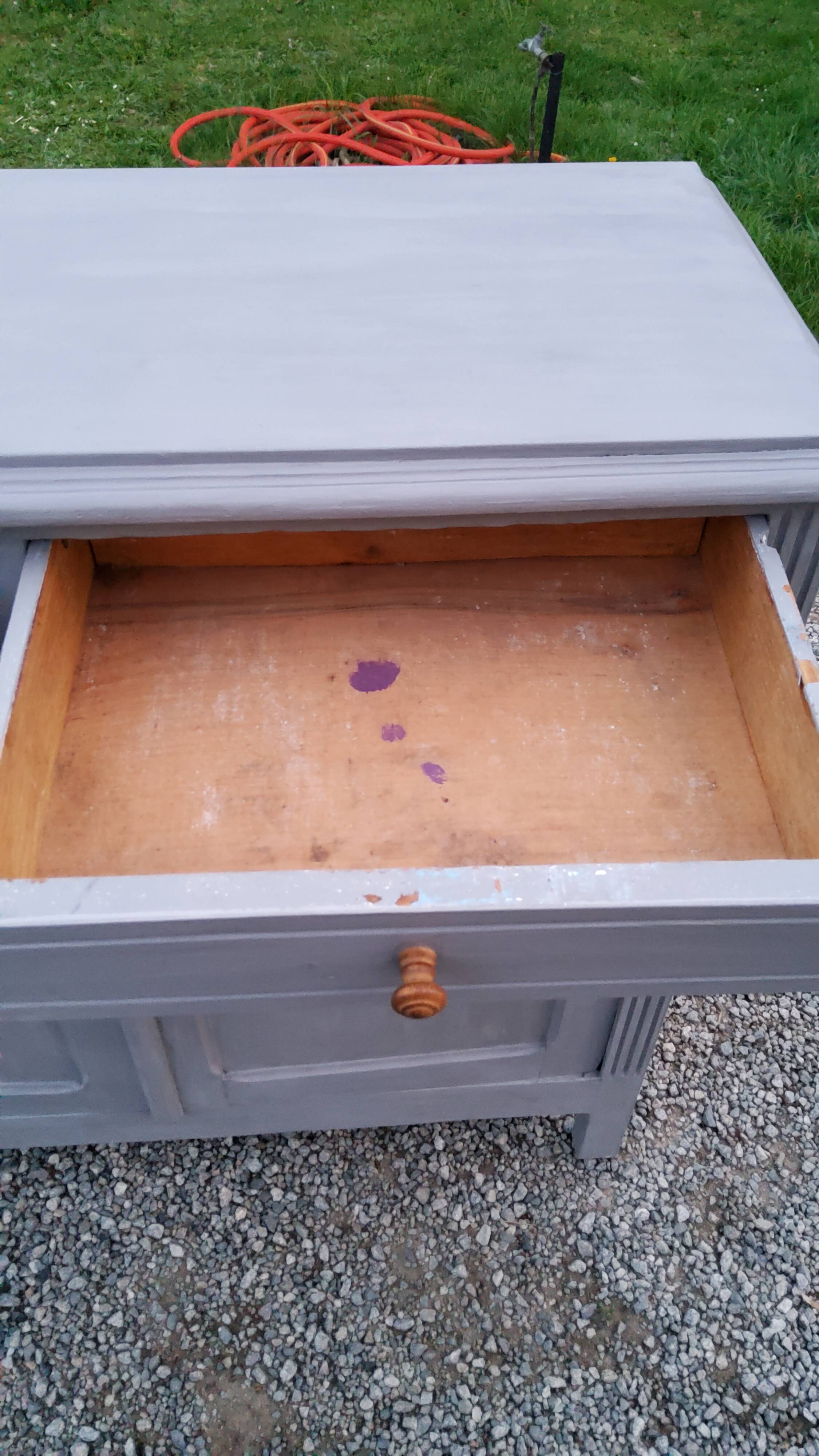 Parisian buffet patina gray 2 doors 2 drawers in solid poplar