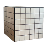 Bedside table cube checkerboard tiled white black retro