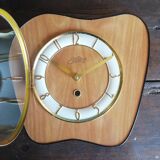 Clock formica vintage asymmetrical silent wall clock "Etling wood"