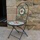 Chaise de jardin pliante fer forgé et mosaïque