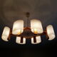 Chandelier Scandinavian 6 fires of wood and perspex vintage