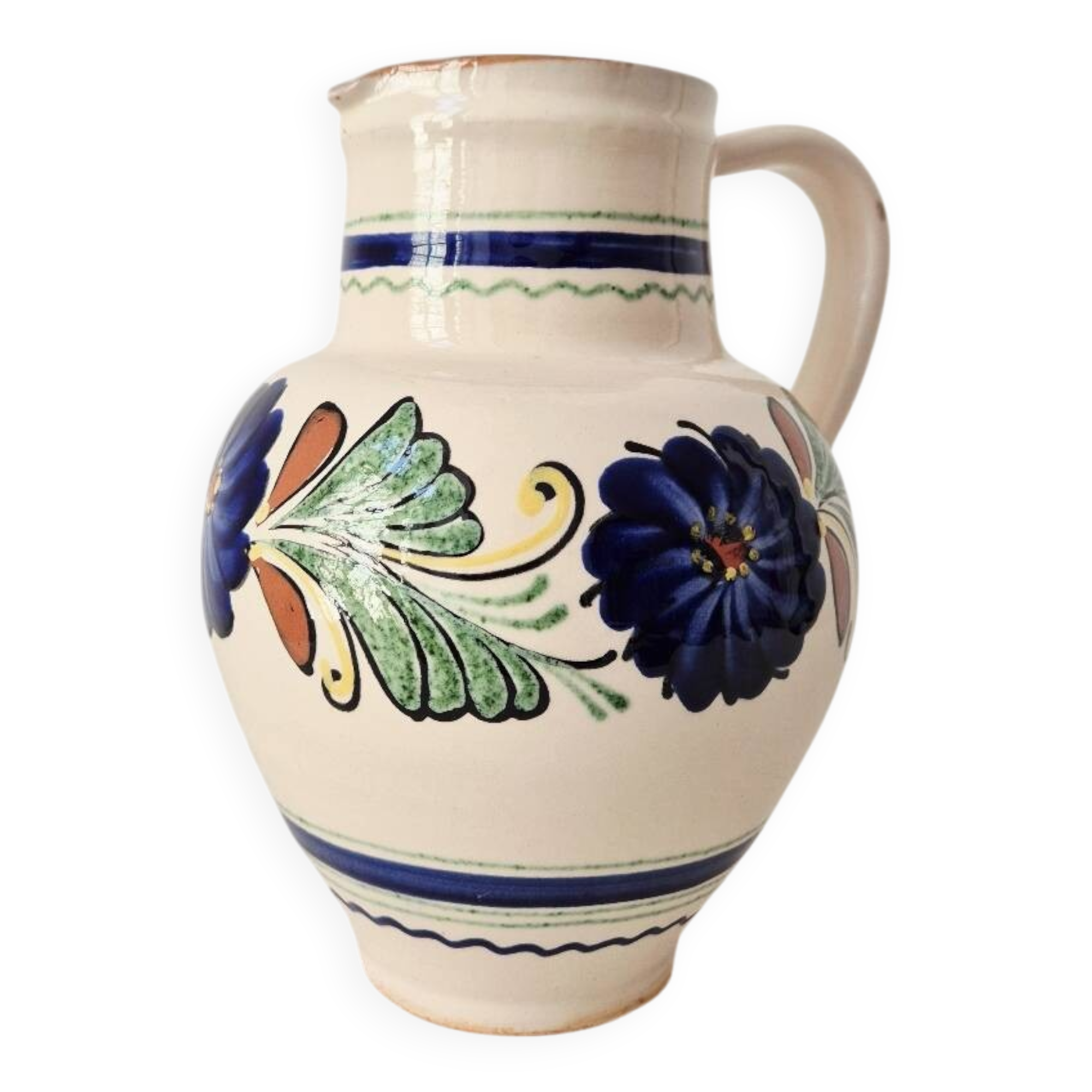 Water jug, vintage stoneware vase in Portuguese style.