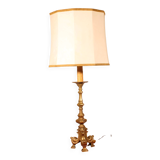 bronze candlestick from the 18th century converted into a lamp with its shade