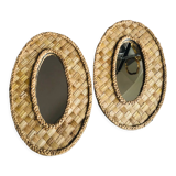 2 mirrors in natural basketry, 49x30 cm