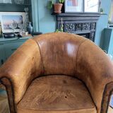 Set of 2 Authentic Leather Club Chairs
