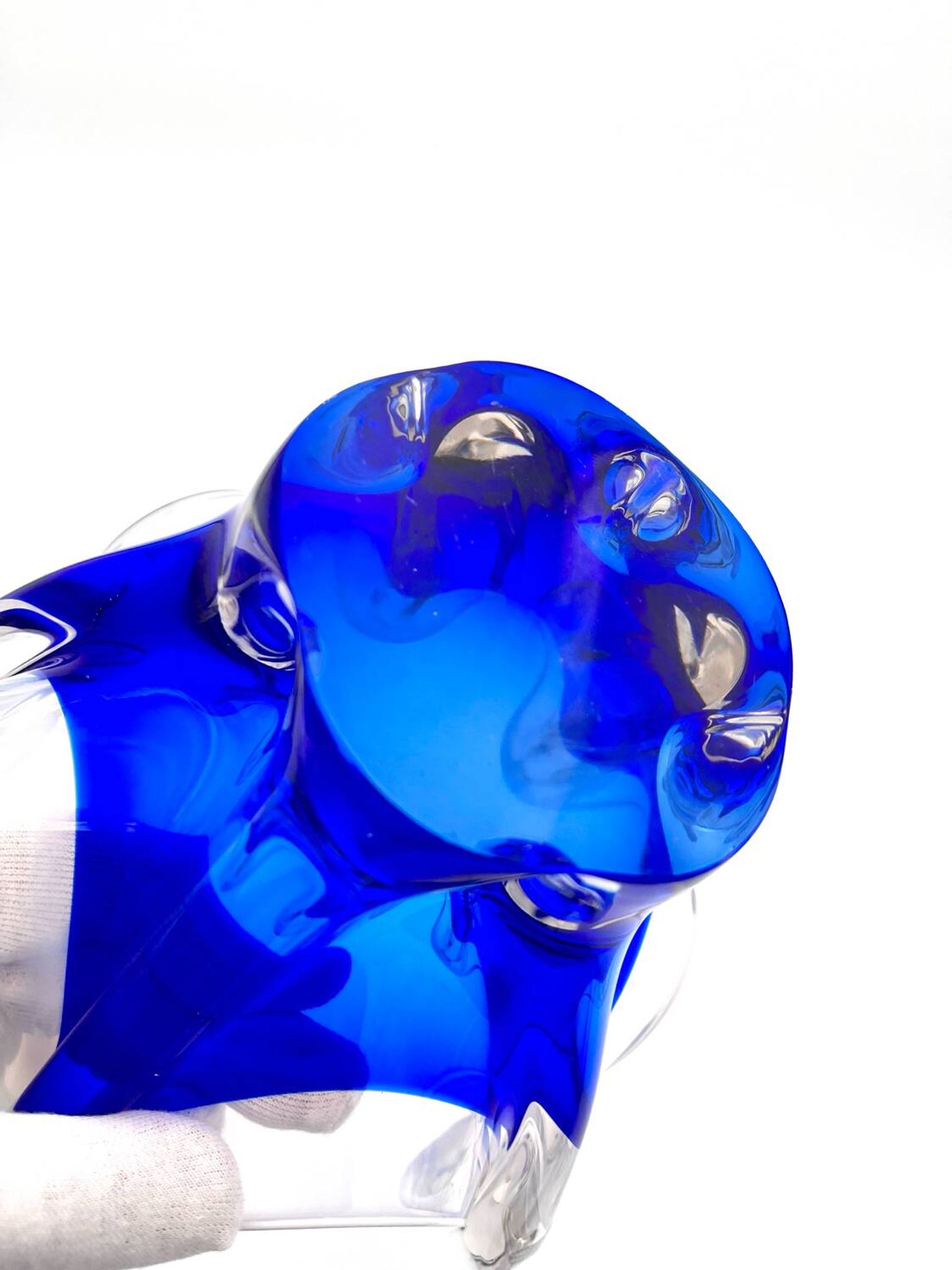 Cup Hospodka Chřibská Cristal Bohême Bleu Cobalt and Opaline Circa 60
