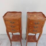 Pair of louis XV bedside tables in rosewood marquetry